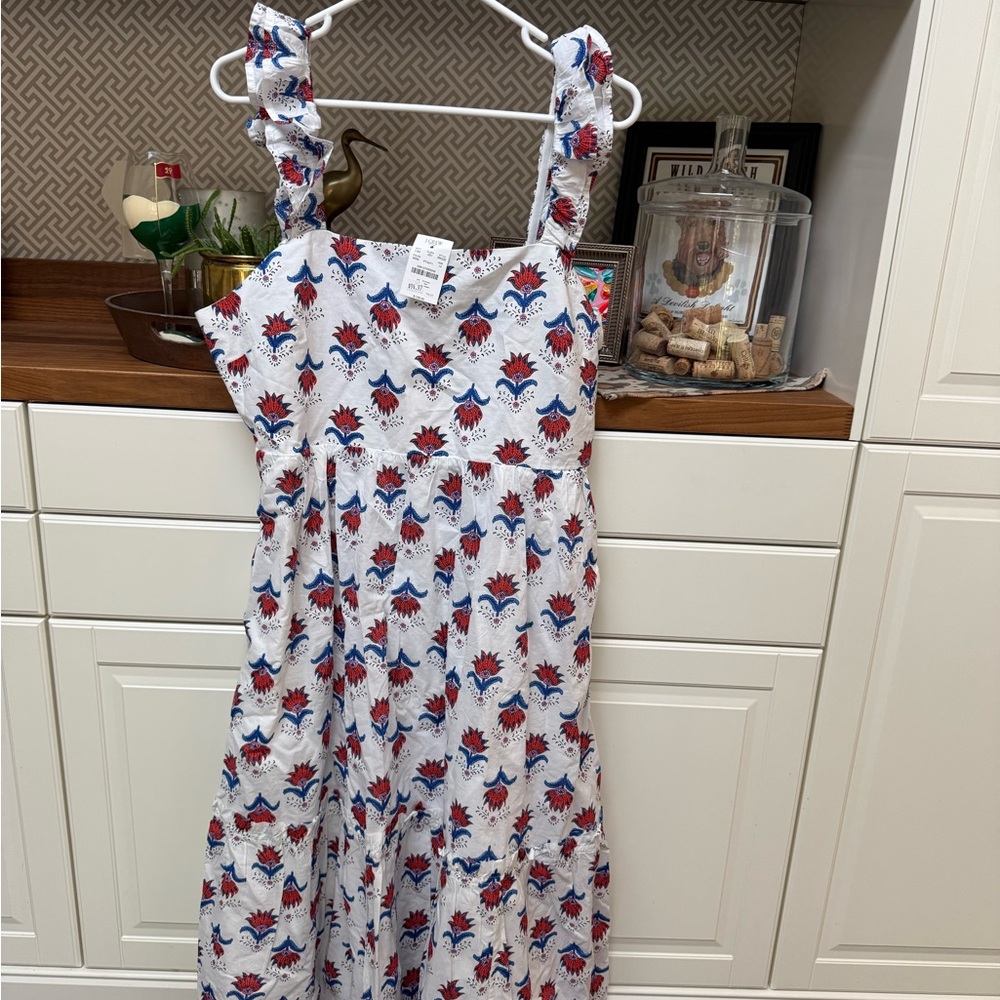 J Crew Floral Sleeveless Dress with Ruffled Straps